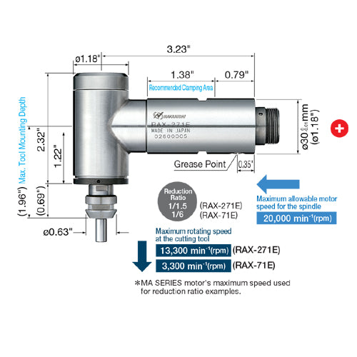 NSK Nakanishi RAX-271E Spindle - 90° Angle