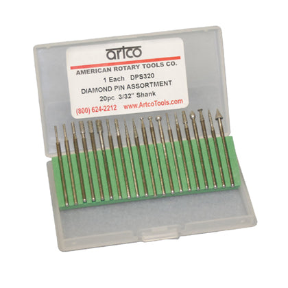 ARTCO Diamond Pin 20-Piece Set - 1/8''dia. shanks